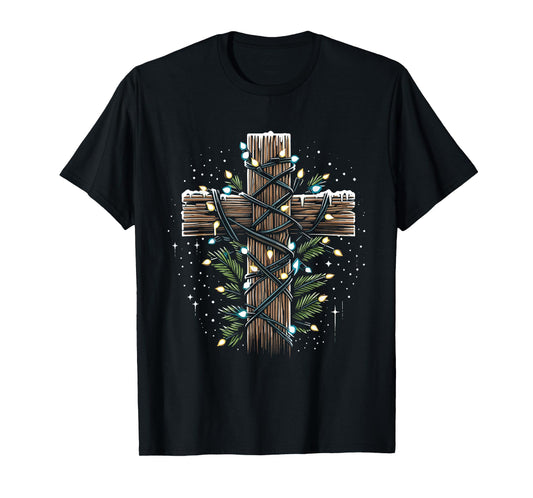 Jesus Cross Crucifix Christmas Lights - Jesus Christ Faith T-Shirt