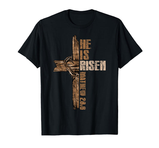 Easter Cross He Is Risen Jesus Christian Happy Easter Men T-Shirt