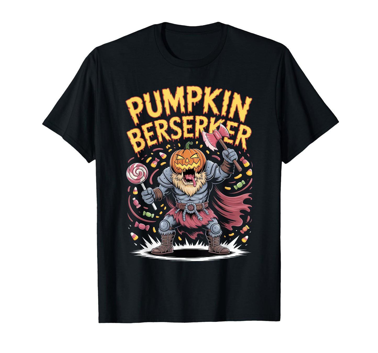 Pumpkin Viking Warrior - Halloween Norse Mythology Berserker T-Shirt