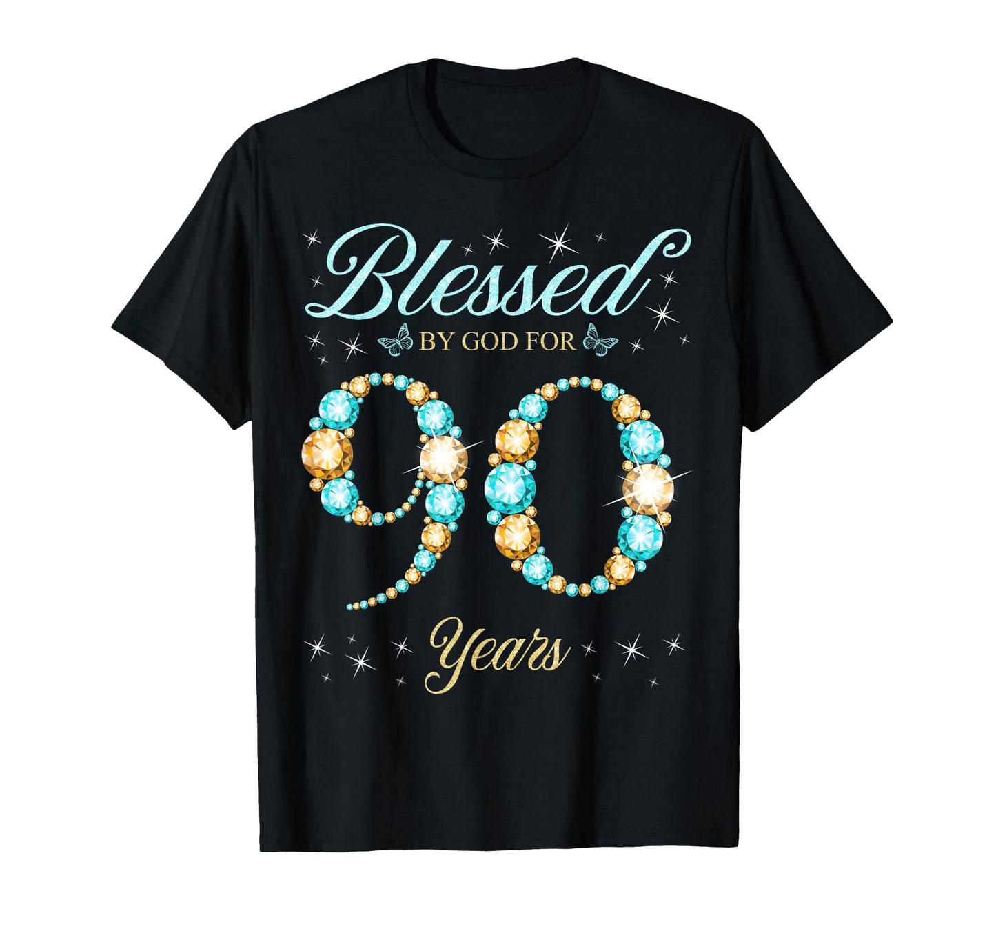 Blessed By God For 90 Years Old 90th Birthday B-Day Party T-Shirt