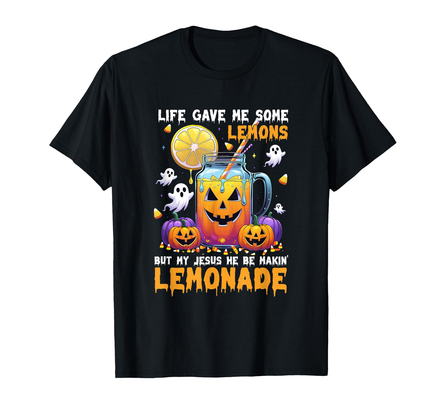 Halloween Life Gave Me Some Lemons Jesus Making Lemonade T-Shirt