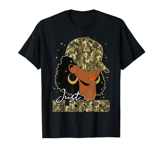 Blessed Black Woman Praying African Christian Camouflage T-Shirt
