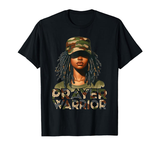 Prayer Warrior God Jesus Christian Black Girl Melanin T-Shirt