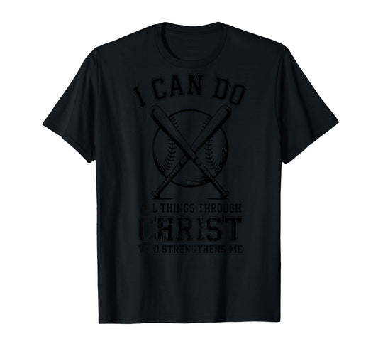 On-Back Philippians 4:13 Baseball Christian Boys Bible Verse T-Shirt