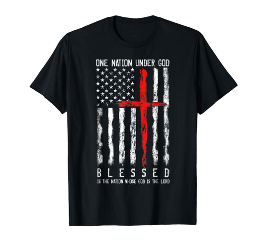 Patriotic Christian Tshirts "Blessed" One Nation Under God T-Shirt