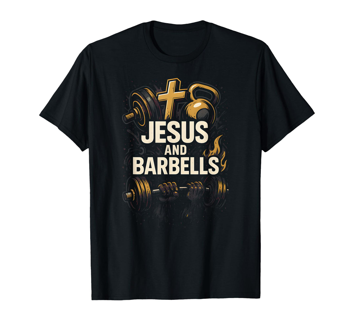 Christian Fitness Jesus and Barbells Cool Mens Faith Apparel T-Shirt