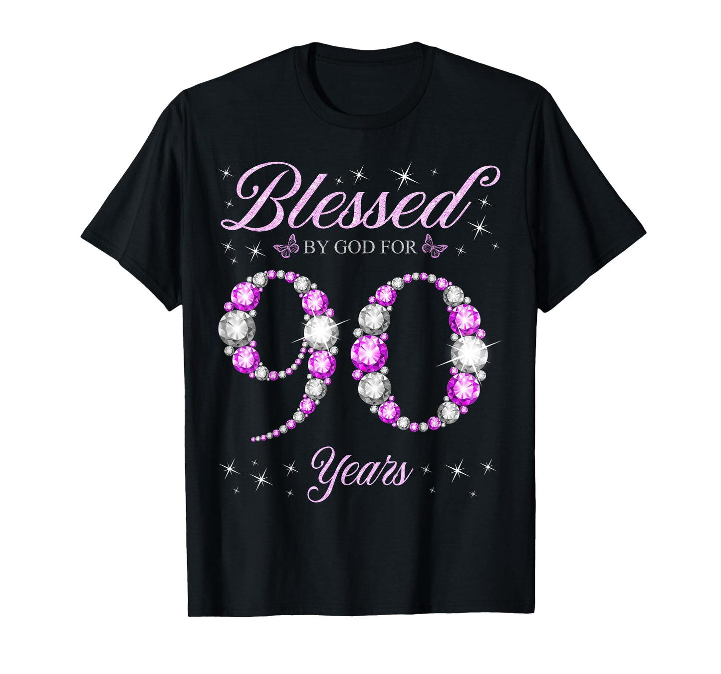 Blessed By God For 90 Years Old 90th Birthday B-Day Party T-Shirt