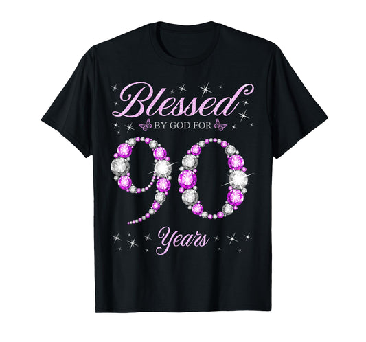 Blessed By God For 90 Years Old 90th Birthday B-Day Party T-Shirt
