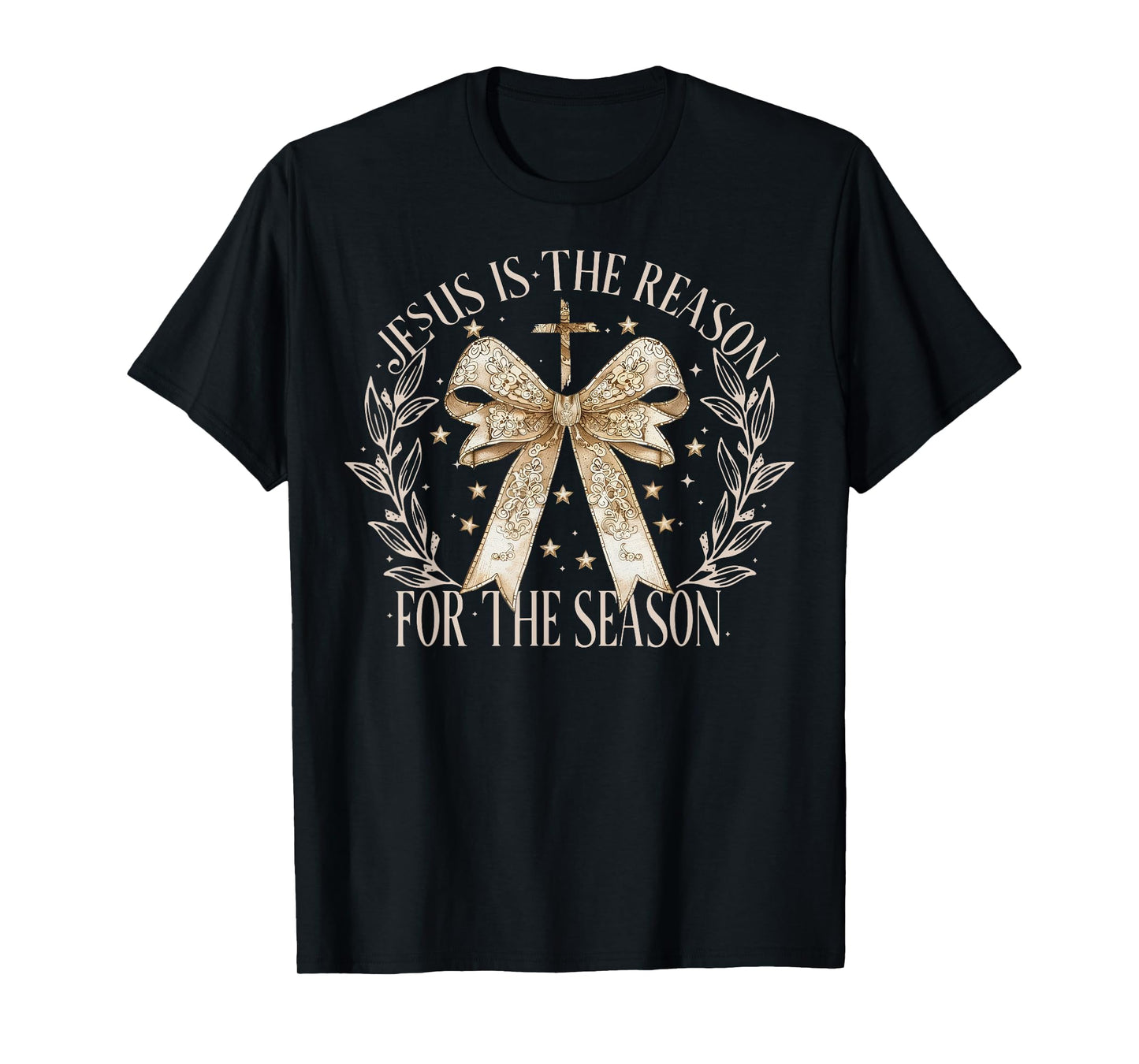 Jesus Is The Reason For The Season Christmas Coquette Bow T-Shirt