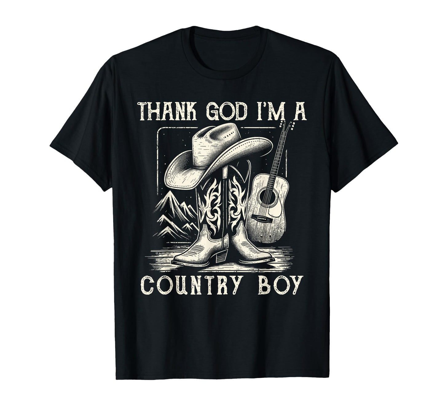 Thank God I'm A Country Music Boy Cowboy Western Retro T-Shirt