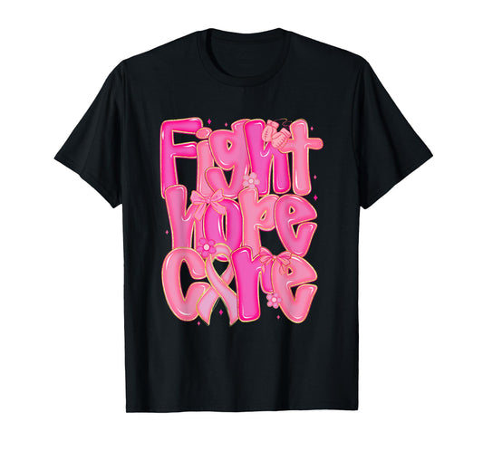Retro Faith Hope Cure Pink Ribbon Breast Cancer Awareness T-Shirt