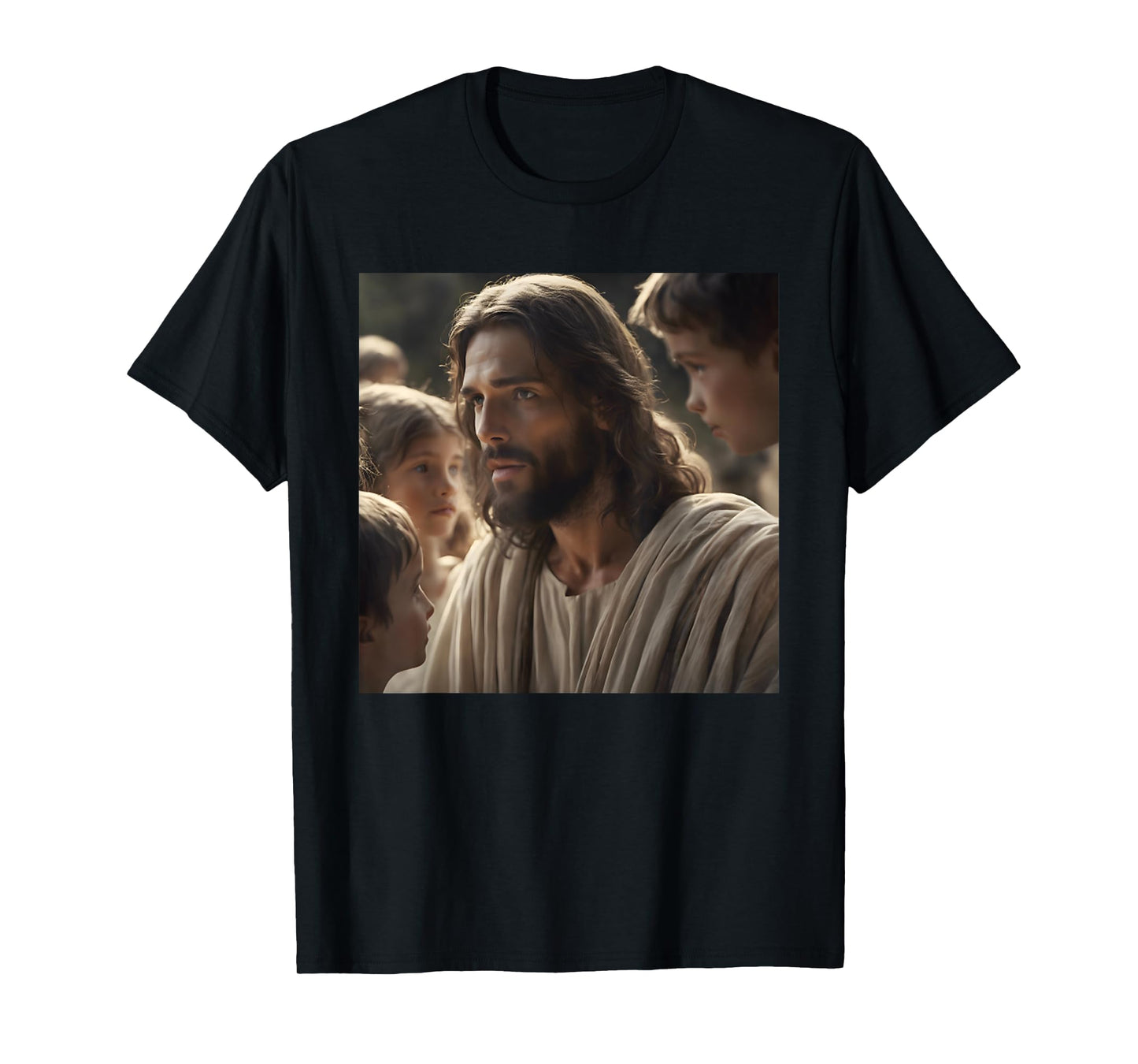 Vintage Jesus With Kids Face Of Jesus Portrait Christ T-Shirt