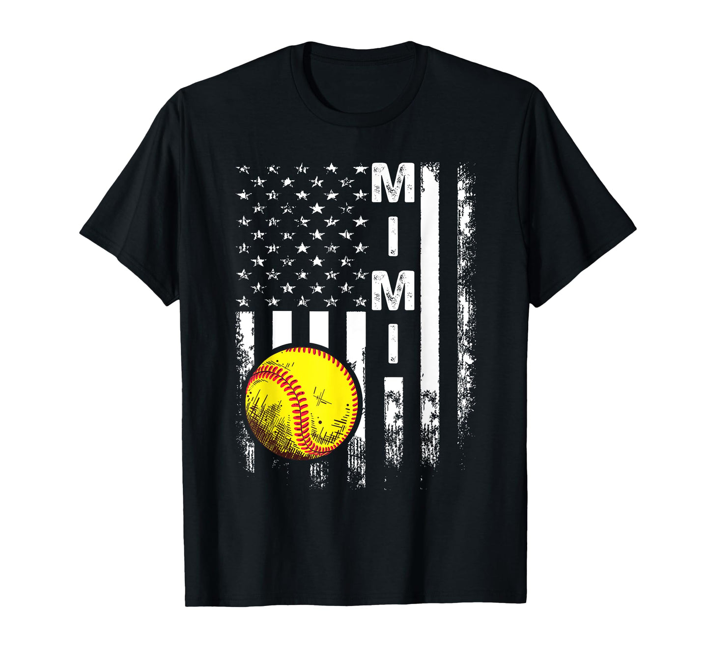 Softball Mimi America Flag Men Women Vintage Christmas T-Shirt