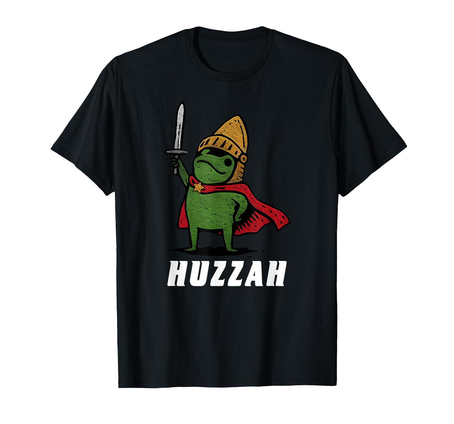 Huzzah Frog Knight Funny Sword Meme Quote T-Shirt