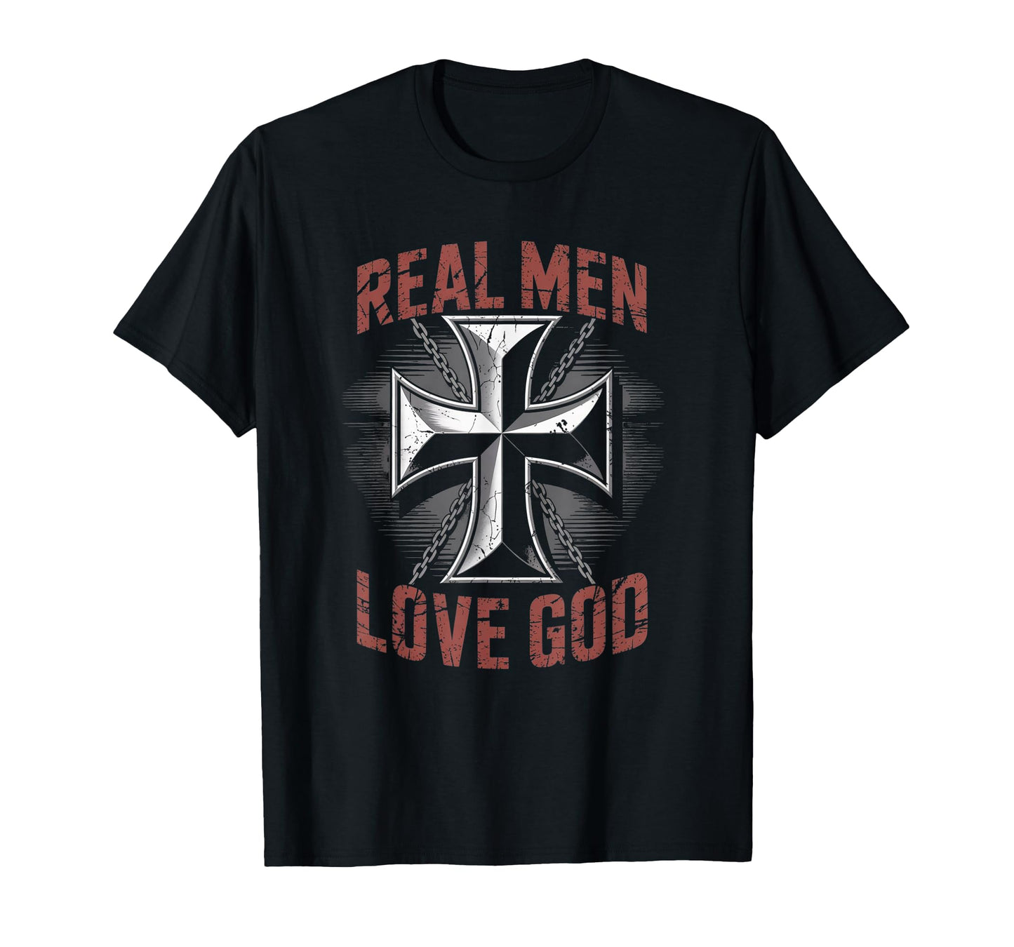 Real Men Love God Retro Christian Cross Joshua 24:15 T-Shirt