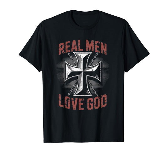 Real Men Love God Retro Christian Cross Joshua 24:15 T-Shirt