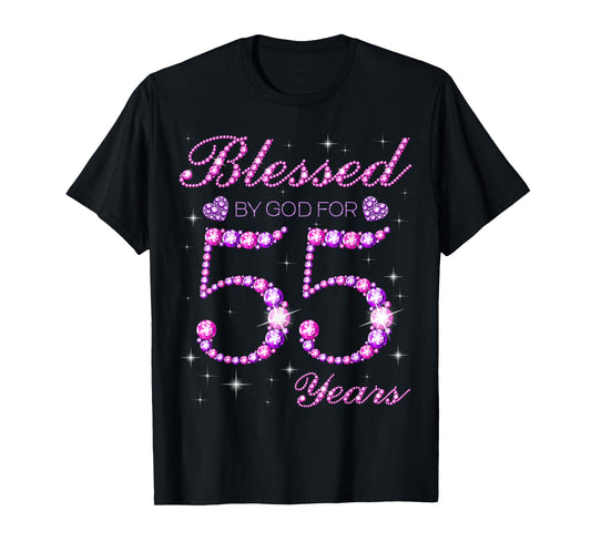 Blessed by God for 55 Years Old 55th Birthday Party T-Shirt