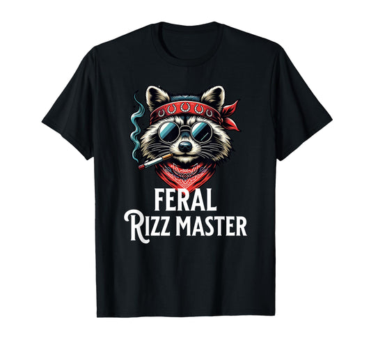 Feral Rizz Master Gen Z Slang Funny Rizzler Raccoon Tee T-Shirt