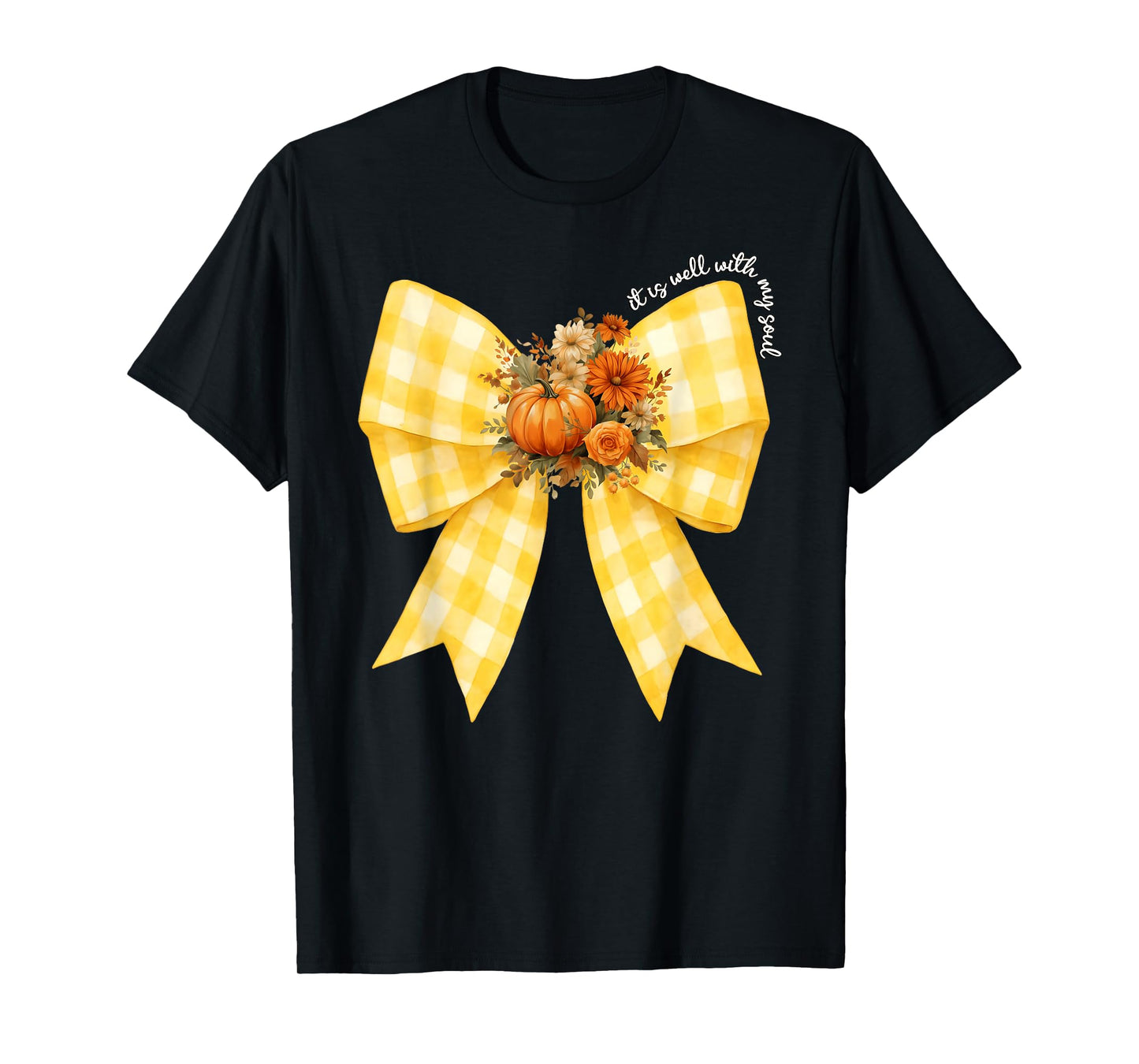 It is Well with My Soul Coquette Bow Pumpkin Fall Floral T-Shirt