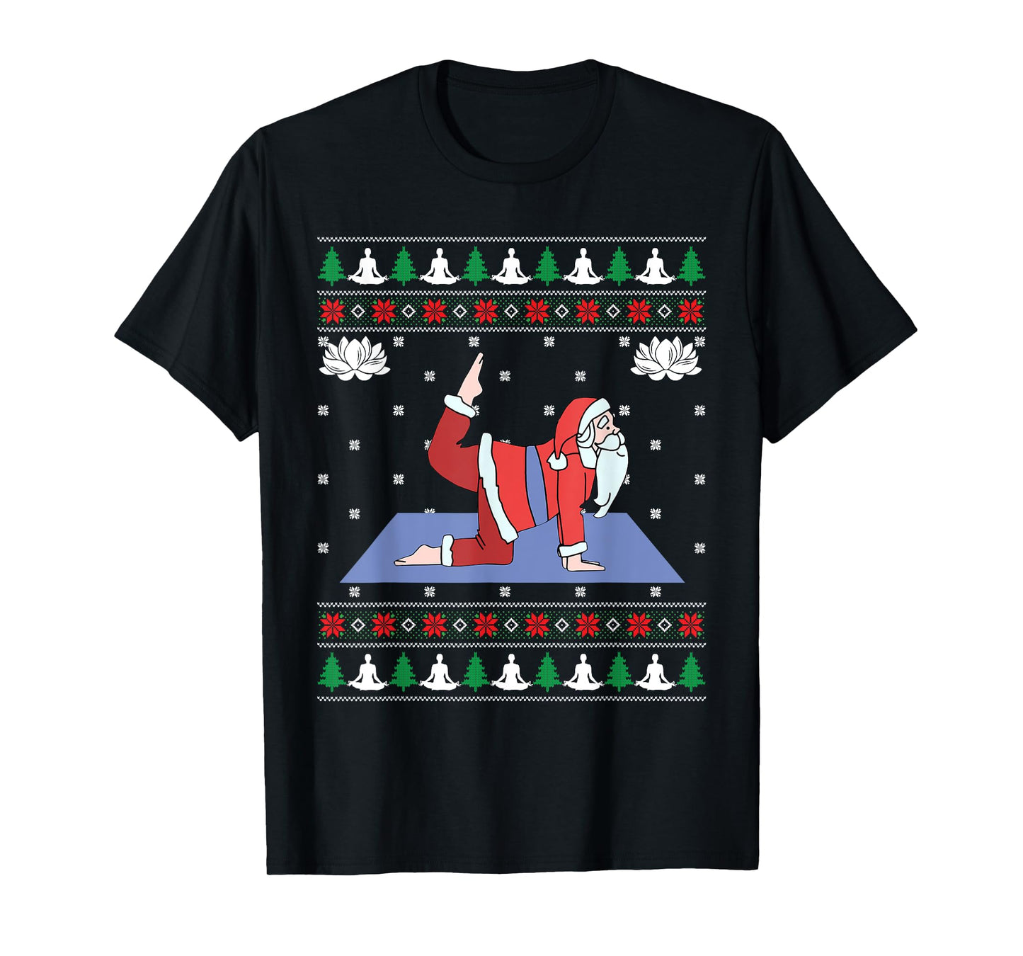Cute Yoga Pose Santa Ugly Christmas Sweater Xmas Lovers T-Shirt