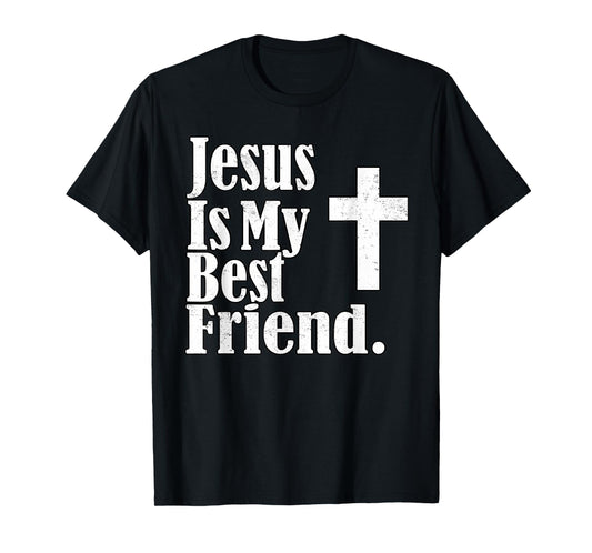 Vintage Jesus Is My Best Friend Cross Christian Faith T-Shirt