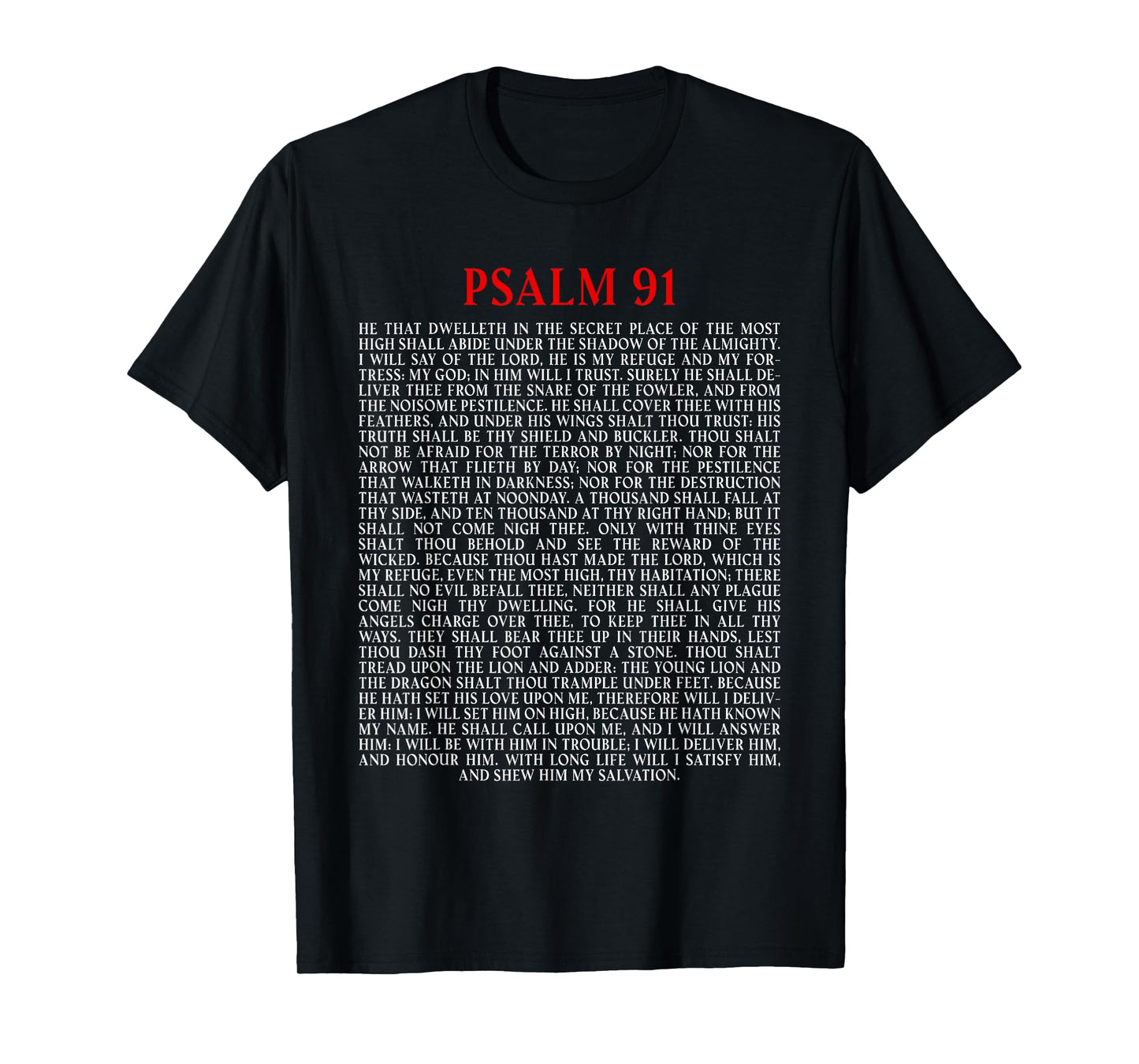Psalms 91 Full KJV Bible Verse Protection & Safety Blessing T-Shirt