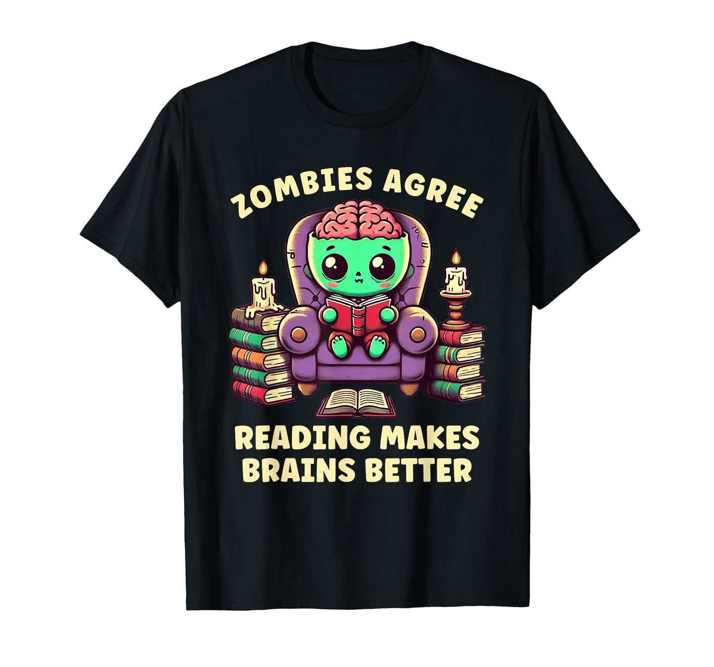 Halloween Teacher Zombie Reading is Good For Brains T-Shirt