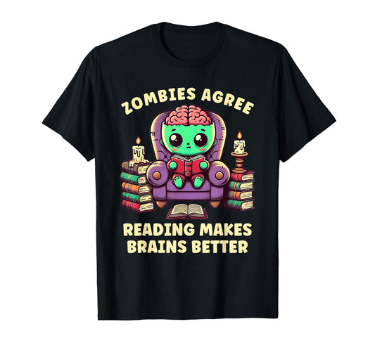 Halloween Teacher Zombie Reading is Good For Brains T-Shirt