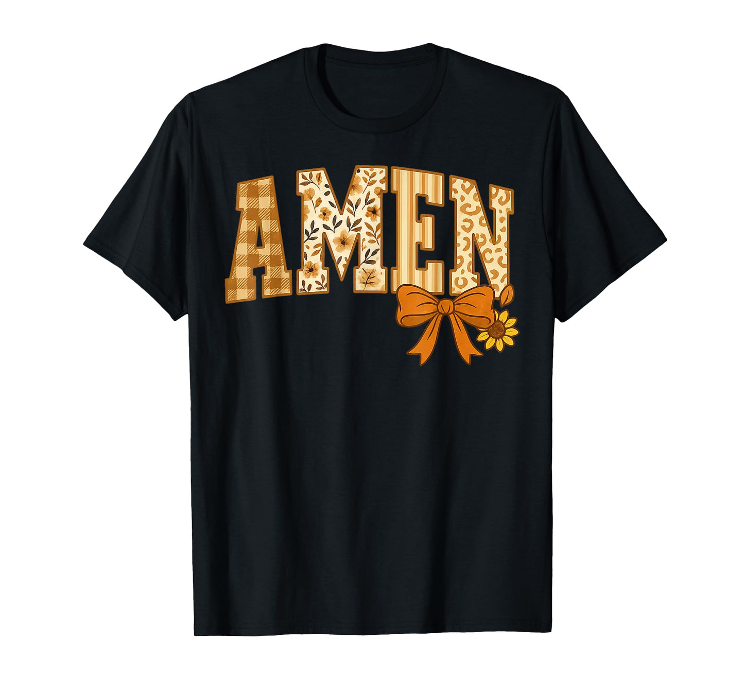 Amen Jesus Christian Faith Thanksgiving Autumn Fall Leaves T-Shirt