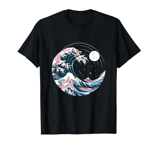 Transgender Pride LGBTQ Trans Flag Japanese Wave Art LGBT T-Shirt