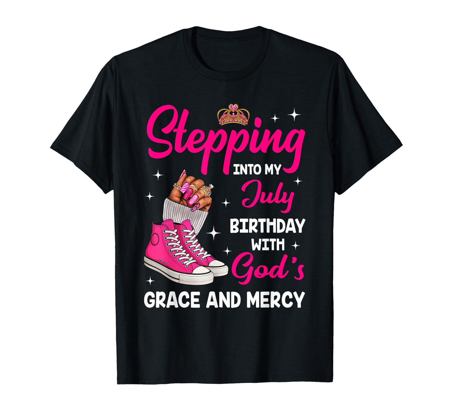 Stepping Into My July Birthday Afro Woman Melanin Queen T-Shirt