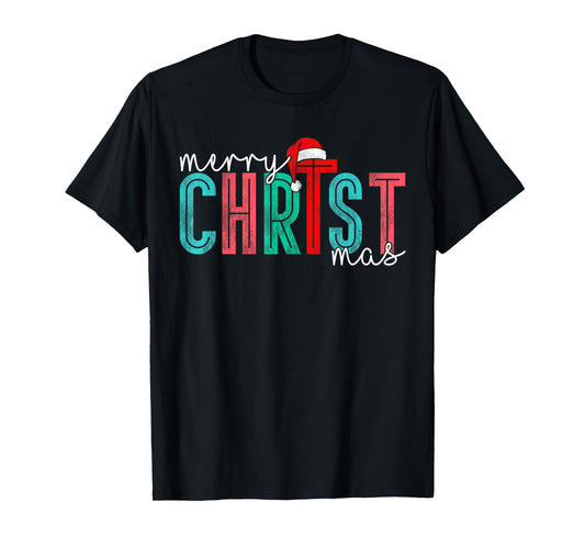 Merry Christ Mas Christian God Matching Christmas Family Tee T-Shirt