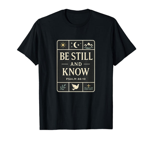 Be Still and Know Psalm 46:10 Moon Mountain Dove T-Shirt