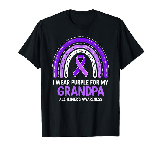 I Wear Purple For My Grandpa Alzheimer's Awareness Ribbon T-Shirt