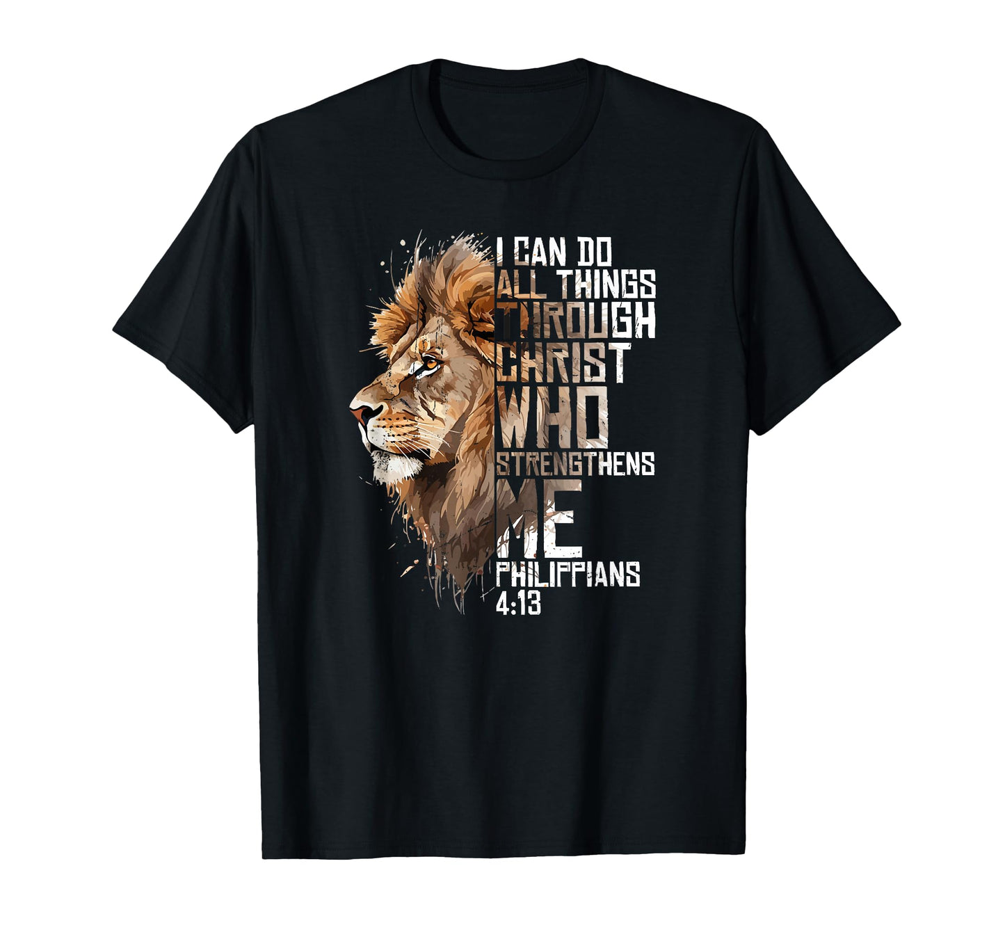 Philippians Christian Bible Verse Funny Lion Graphic Novelty T-Shirt