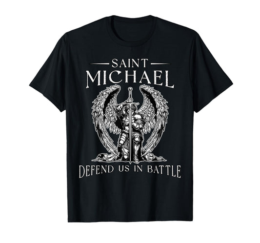 Saint Michael Prayer Defend Battle Catholic Christian Faith T-Shirt