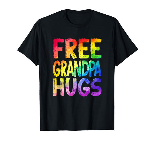 Free Grandpa Hugs Lgbt Pride Lgbtq Lesbian Gay Rainbow T-Shirt