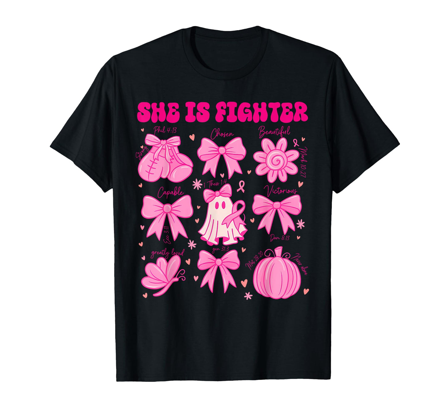 Coquette Breast Cancer Awareness Tees, She Is A Fighter T-Shirt