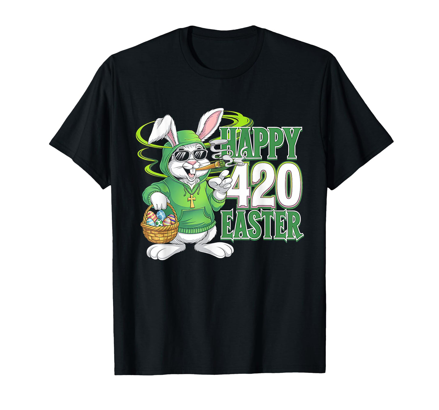 Happy 420 Easter Day Bunny Smoking Weed Marijuana Funny 420 T-Shirt
