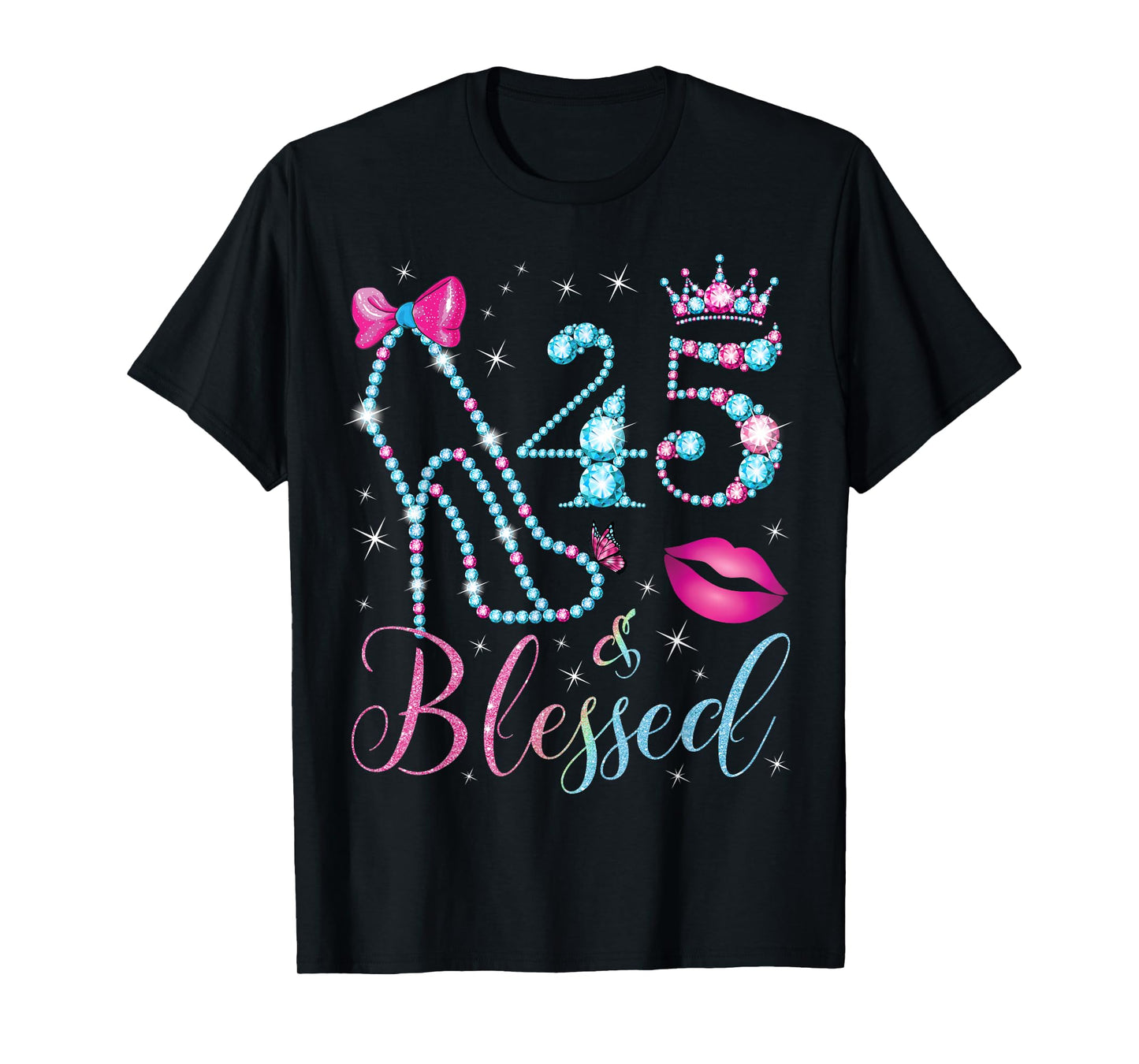 45 & Blessed 45th Birthday Party 45 Years Old Woman Queen T-Shirt