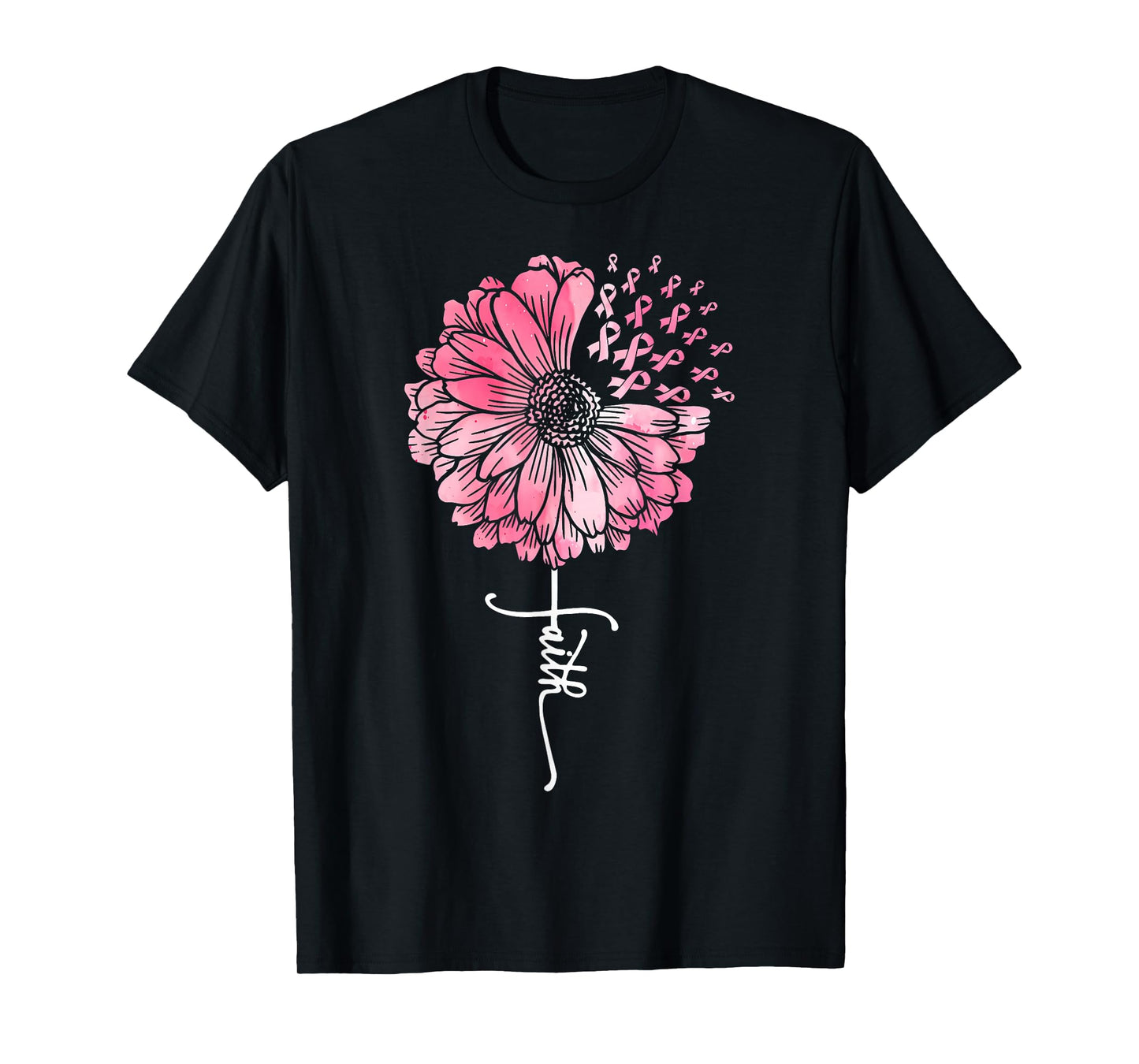 Pink Ribbon Daisy Faith - Breast Cancer Awareness Month Gift T-Shirt