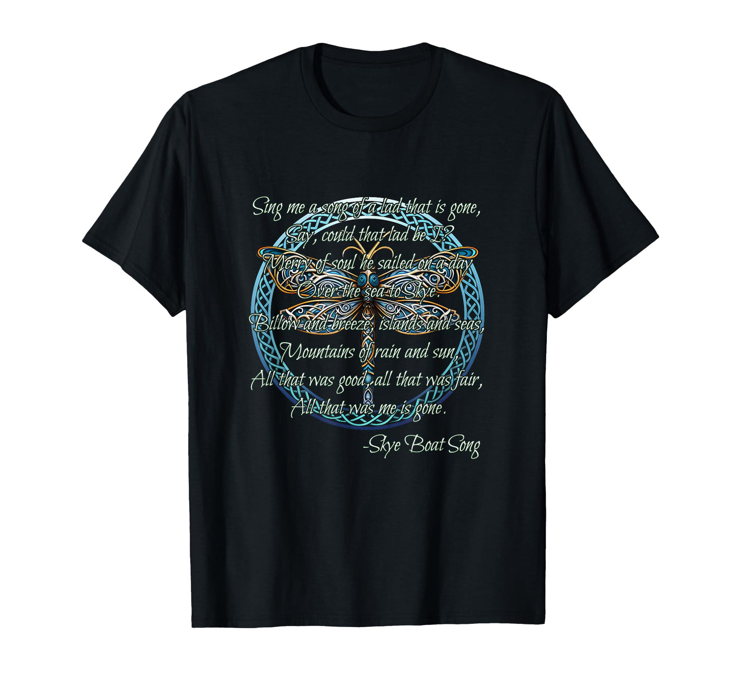 Skye Boat Song Scottish Gaelic Celtic Dragonfly T-Shirt