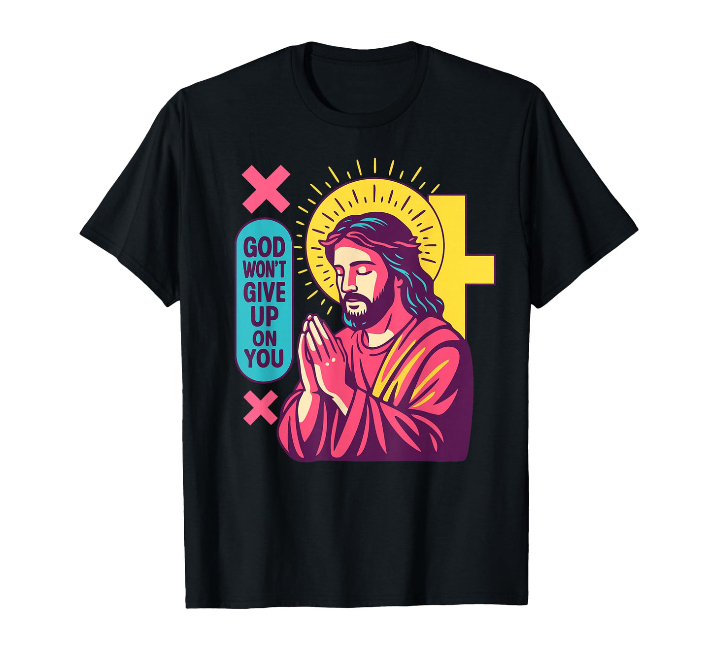 Jesus Anime Christian Manga Retro Faithwave Prayer Pop Art T-Shirt