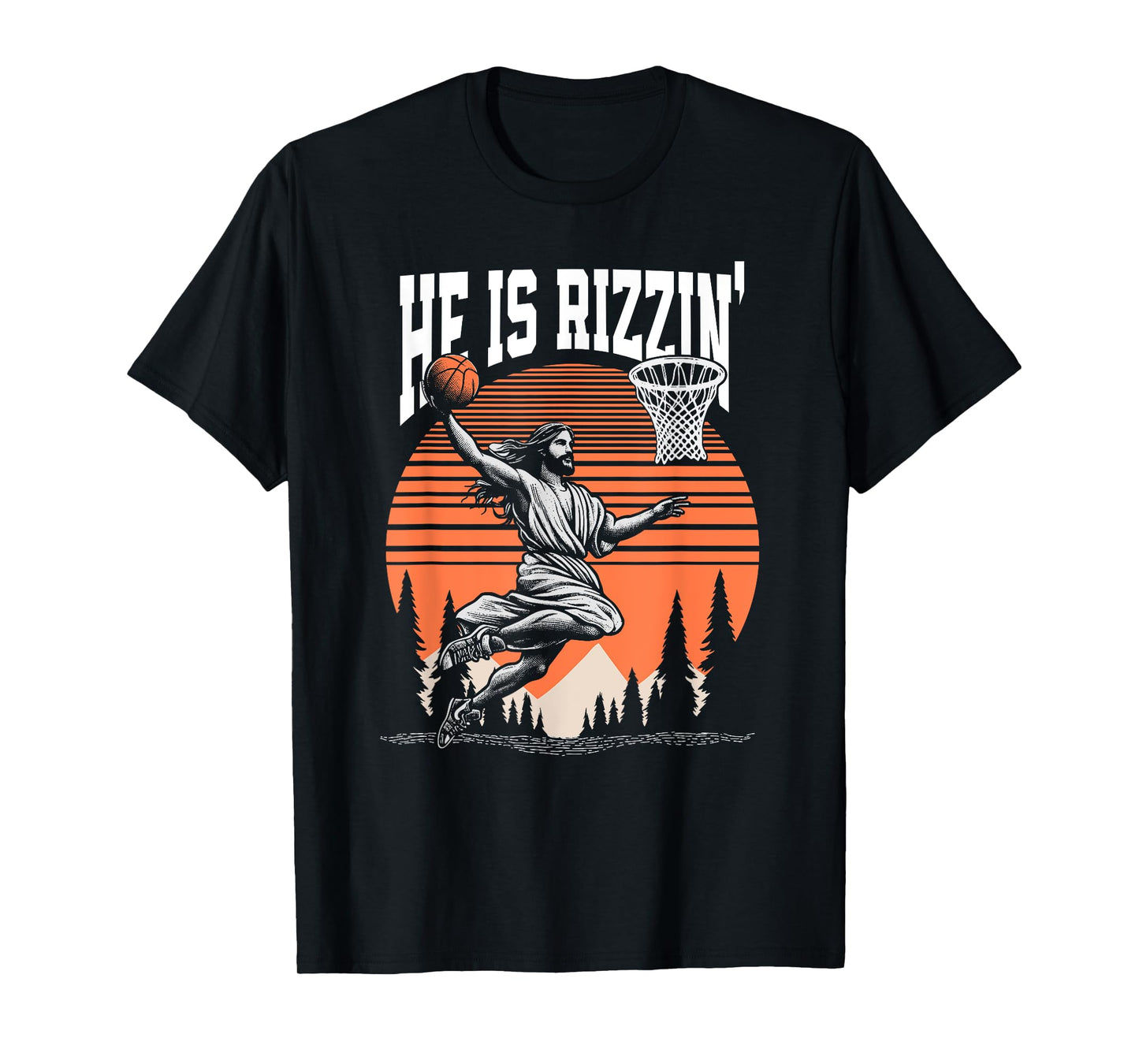 He is Risen Rizzin' Easter Jesus Christian Faith Basketball T-Shirt