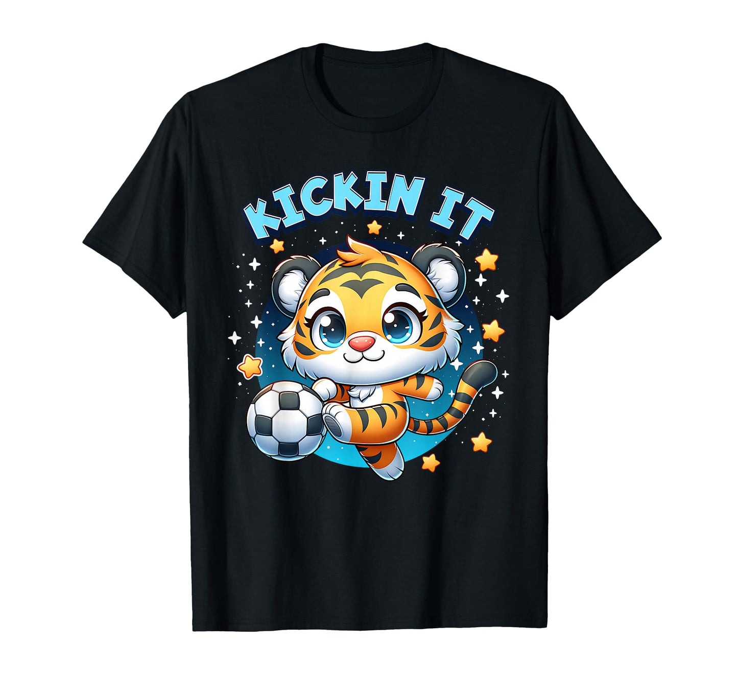 Kickin It Tiger Playing Soccer Kicking Ball Player Girl Boy T-Shirt