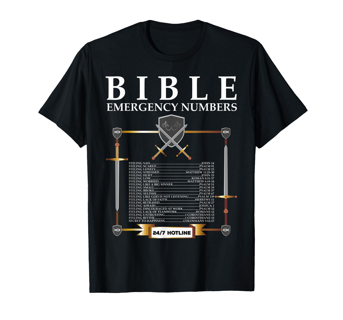 Bible Emergency Hotline Numbers - Cool Christian Bible Verse T-Shirt