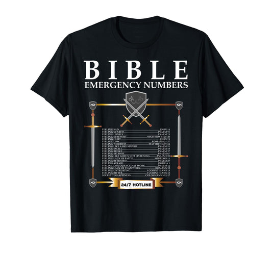 Bible Emergency Hotline Numbers - Cool Christian Bible Verse T-Shirt
