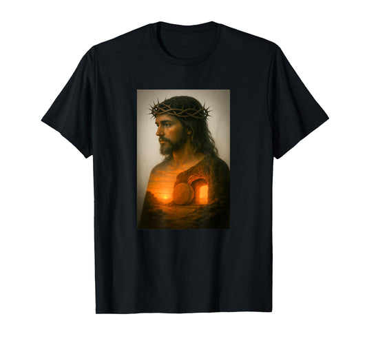 Risen Savior at Dawn Crown of Thorns Jesus Christ Faith T-Shirt