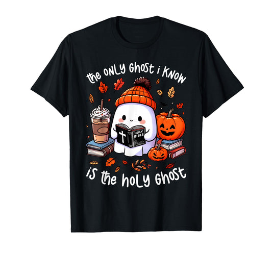 The Only Ghost I Know Is The Holy Ghost Halloween Book T-Shirt