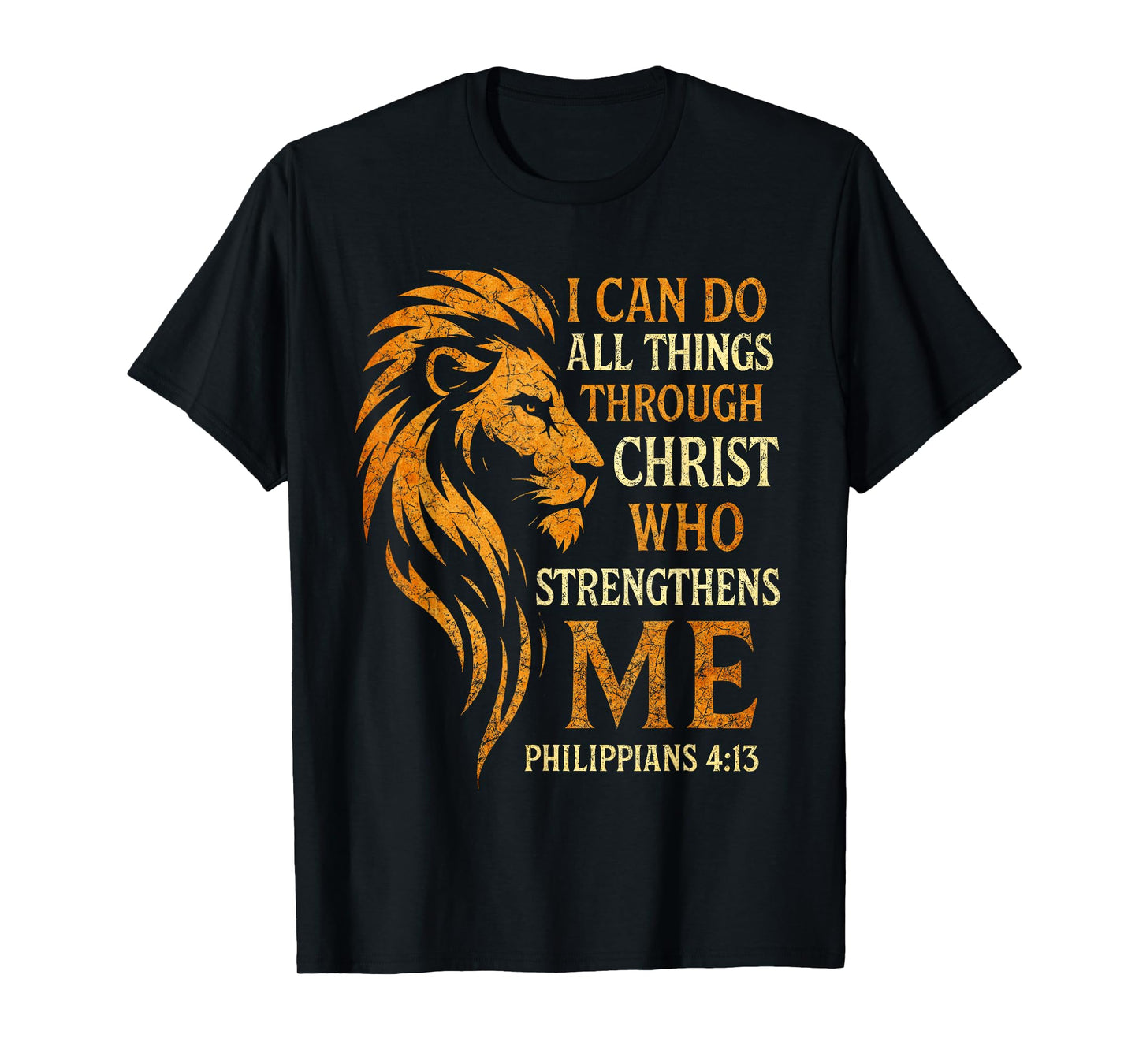 Philippians 4:13 Christian Lion Faith Religious Bible Verse T-Shirt